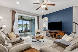 The neutral paint color palette features tans, whites and navy accents ...