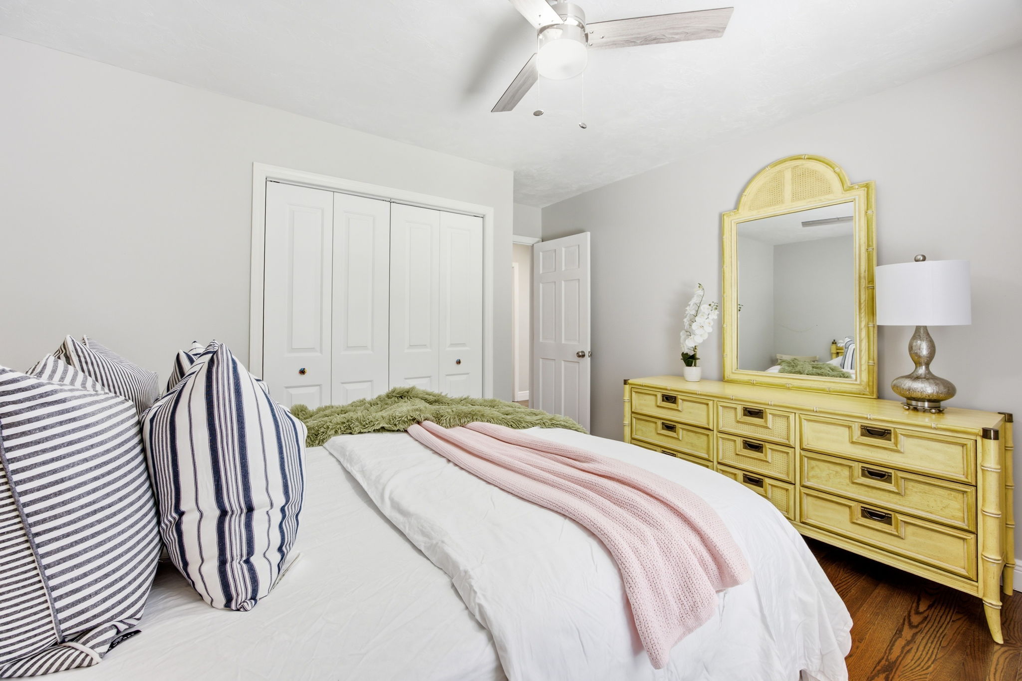 … with generous closet storage and a calm, neutral palette that feels easy and inviting