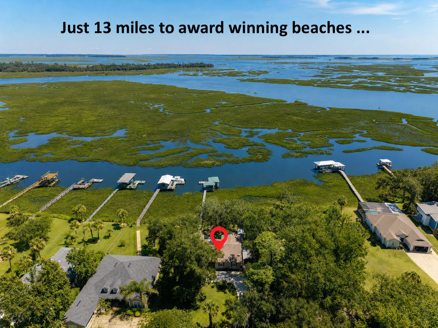 Just 13 miles from the coast, the home keeps Amelia Island’s award-winning beaches comfortably within reach