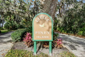 Entrance to Little Piney Island - turn right and property will be on your left