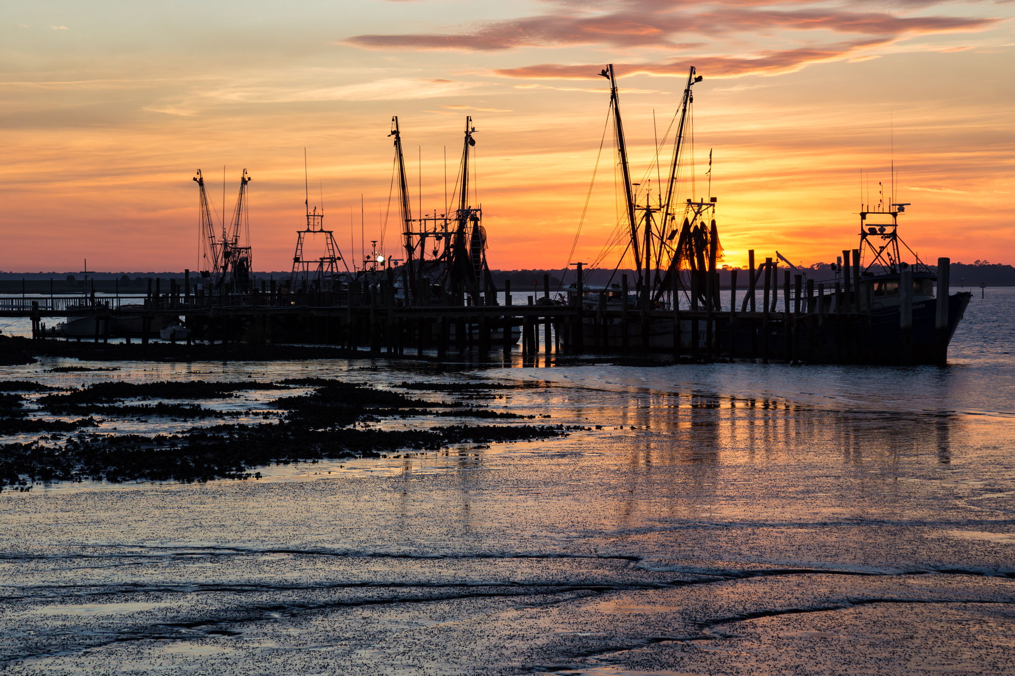 Shrimp Boats at Sunset in Fernandina Beach