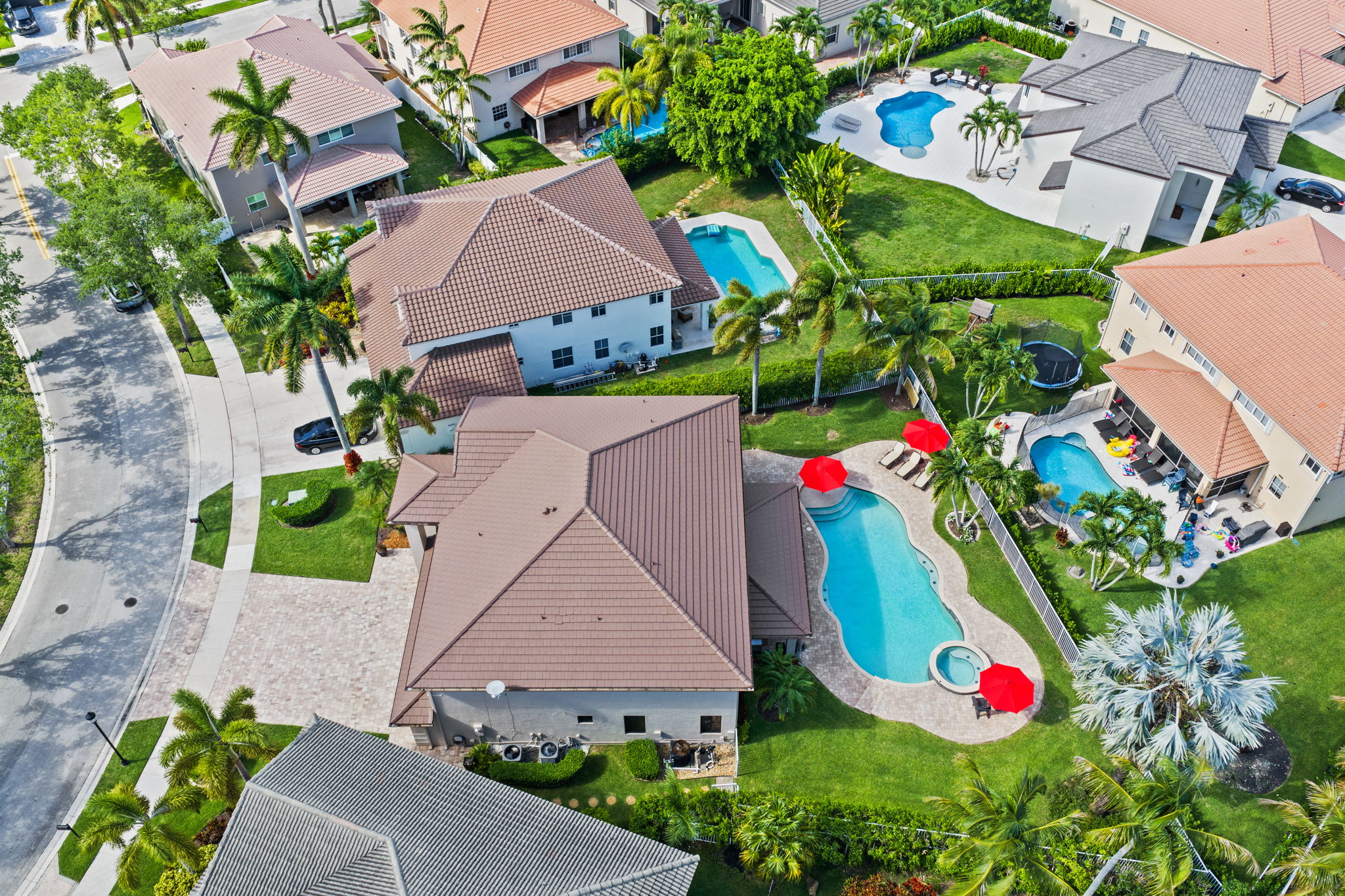 Pool/backyard faces East so you won't get the sizzling summer afternoon sun under the roofed patio