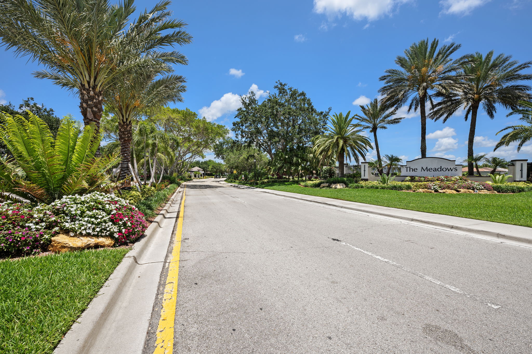 Lushly landscaped community entrance