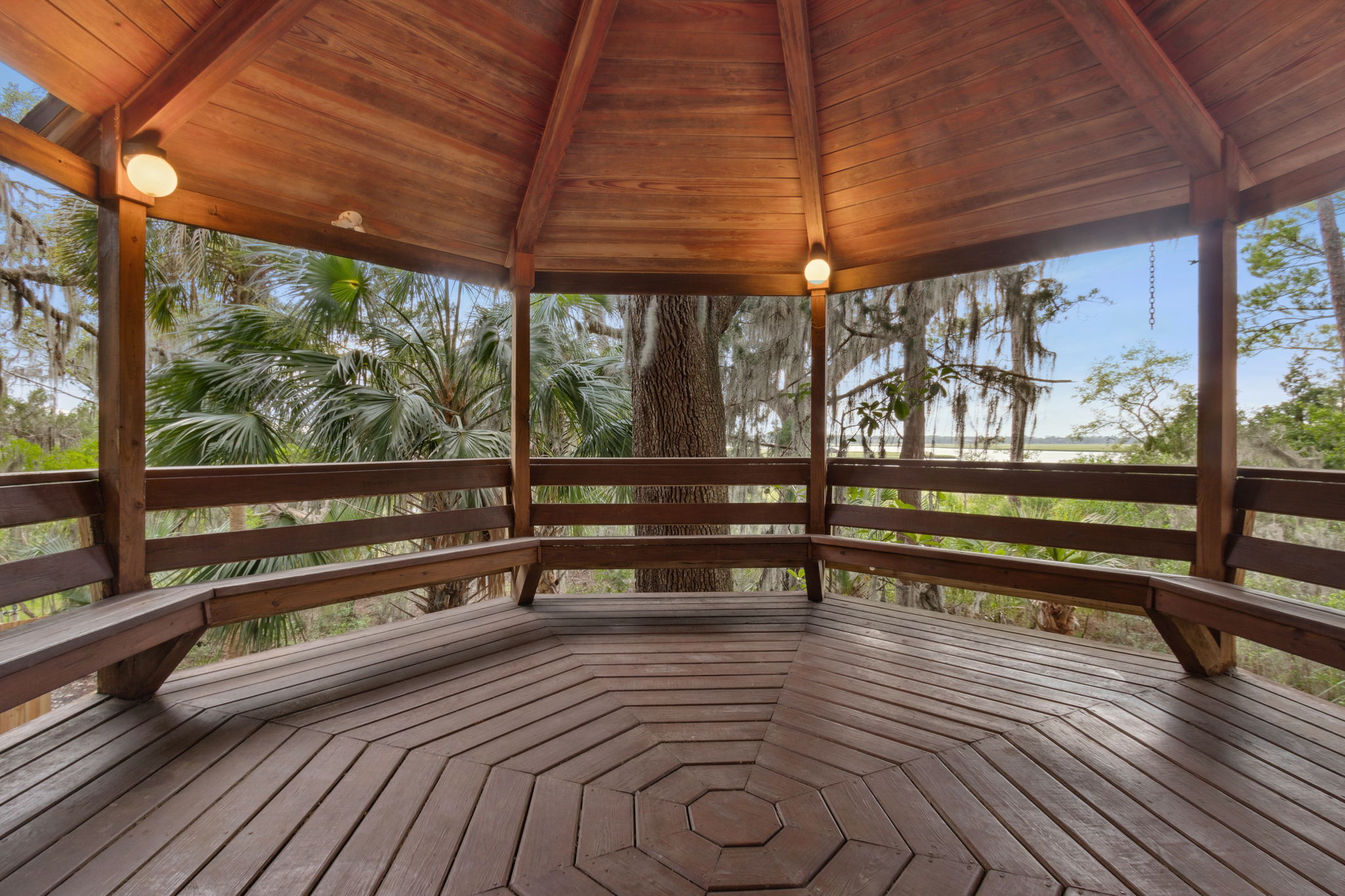 Bench seating for a crowd and the select Cypress wood is a masterpiece of perfection