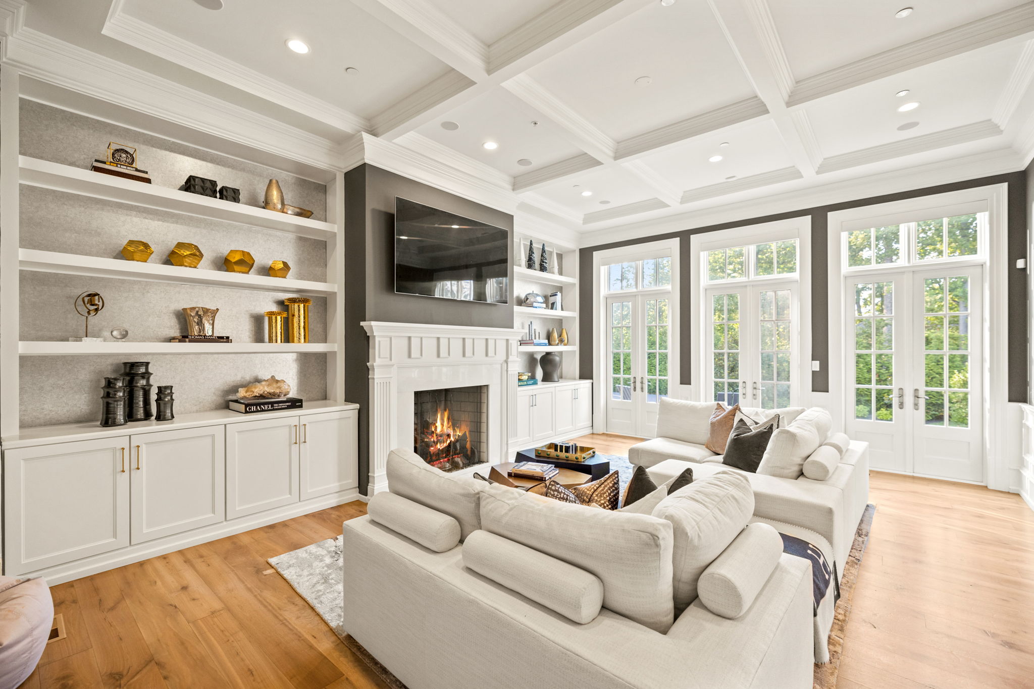 Family Room with Custom Built-Ins