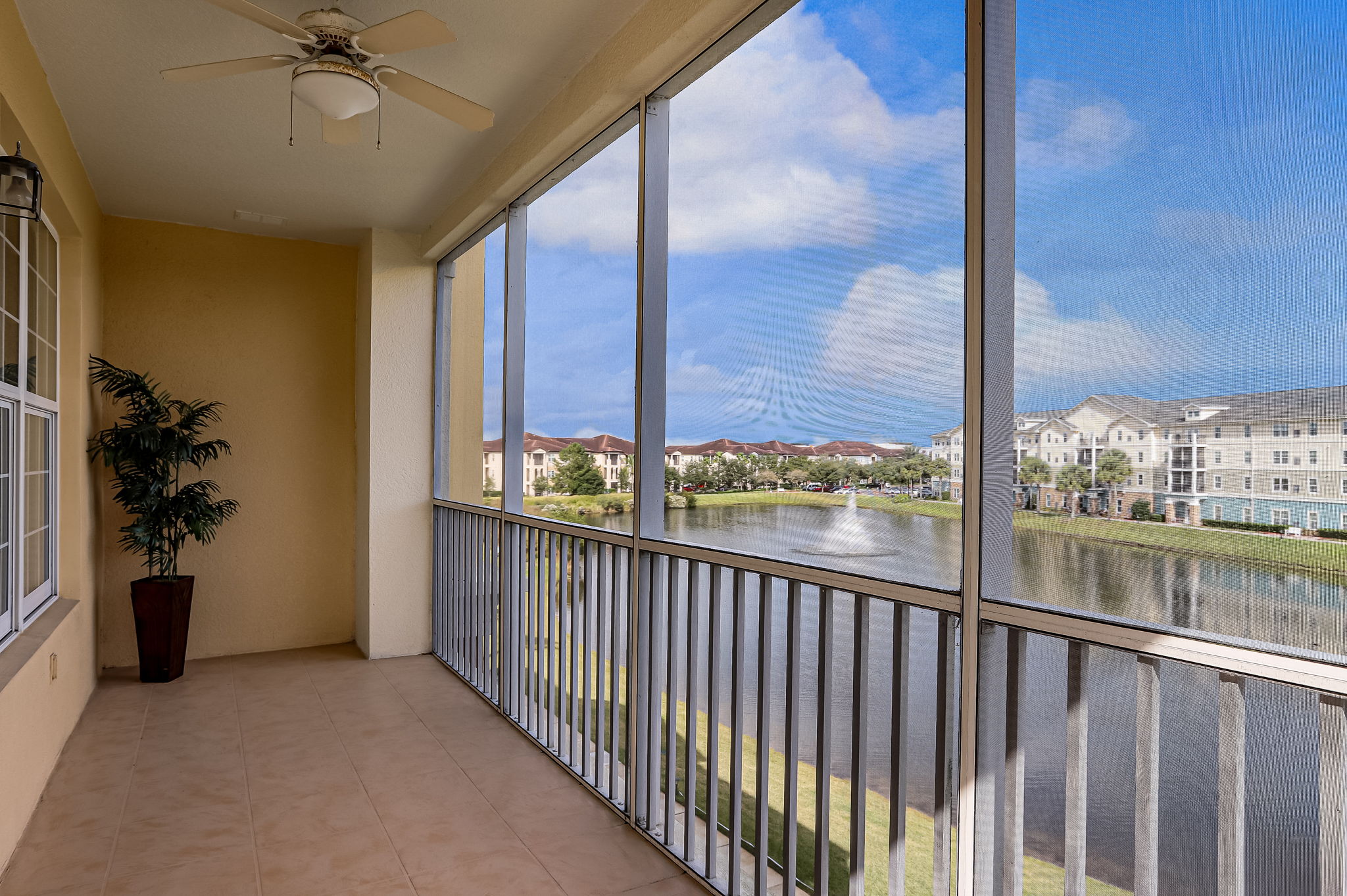 Balcony with Pond & Fountain Views