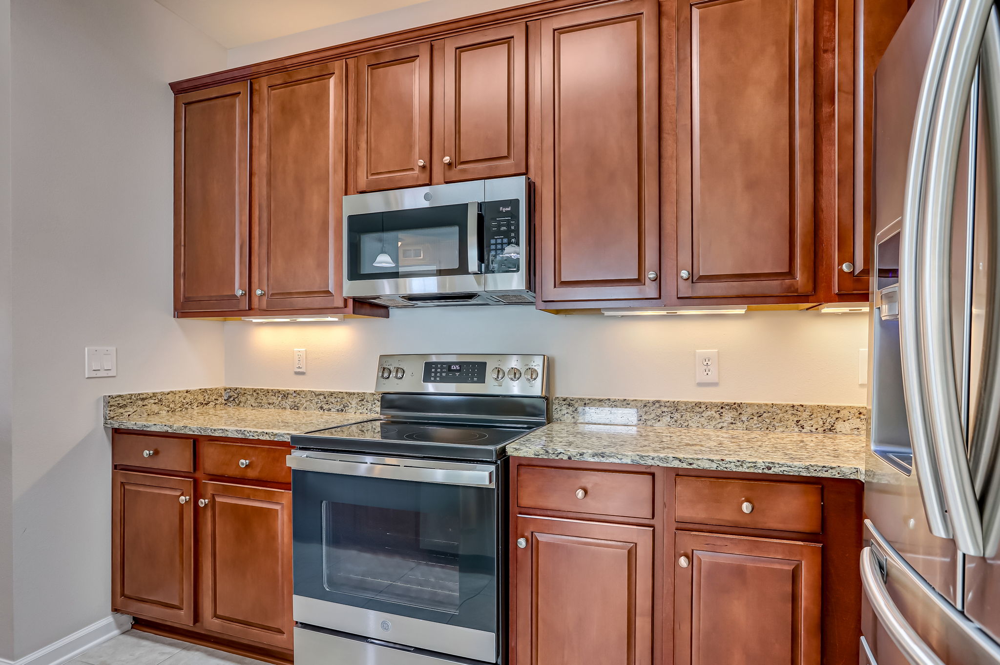 Kitchen with new microwave & range