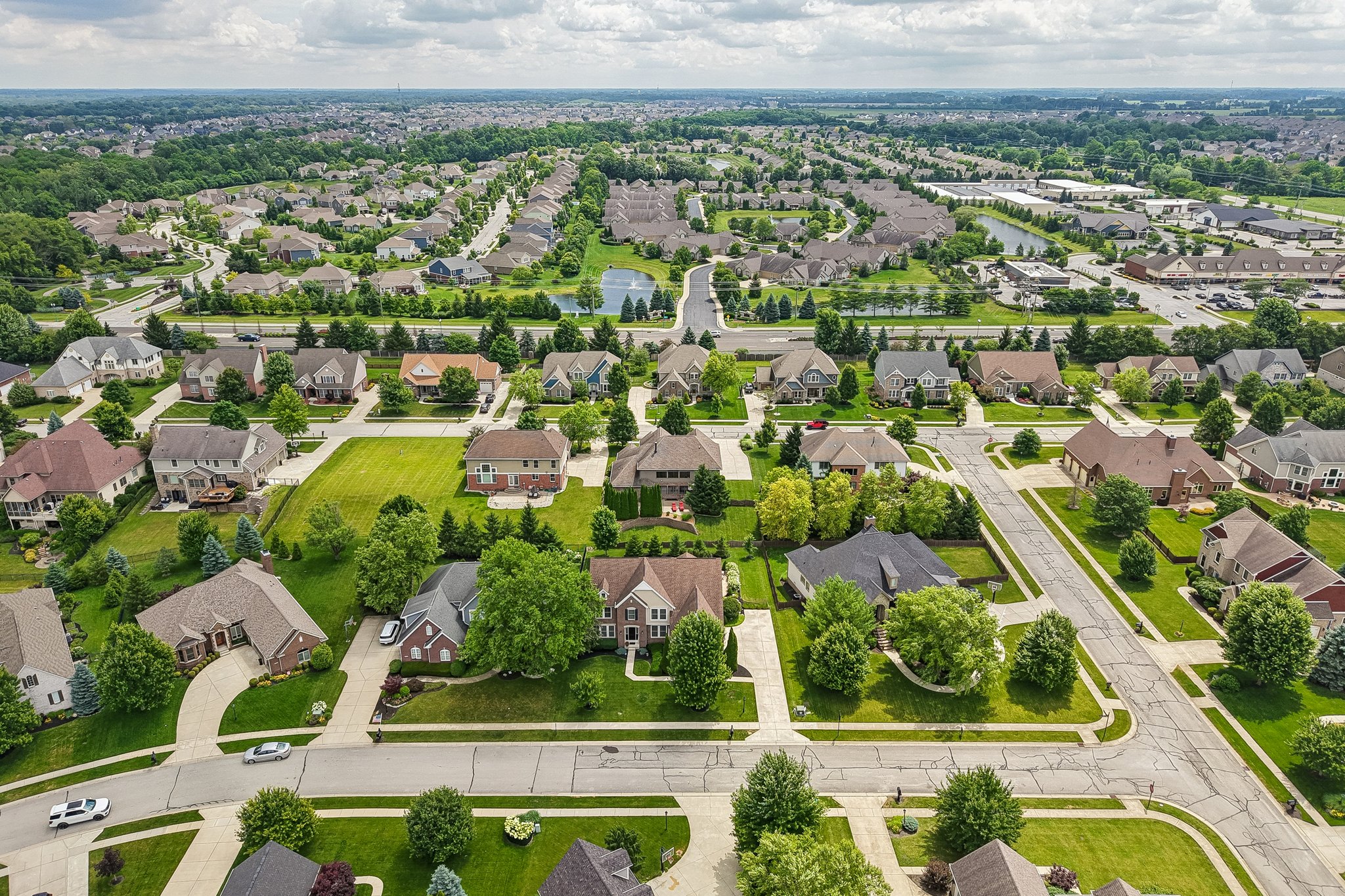 Aerial view of the home from the front