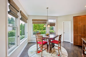 Breakfast Area offers windows overlooking large private outdoor entertaining area