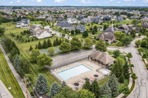 Bird's Eye view of Community Amenities - Pool, Outdoor Court, Playground, Clubhouse area