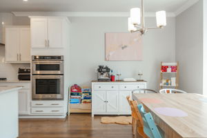 Built-in Oven and Microwave. Cute Coffee Bar area.
